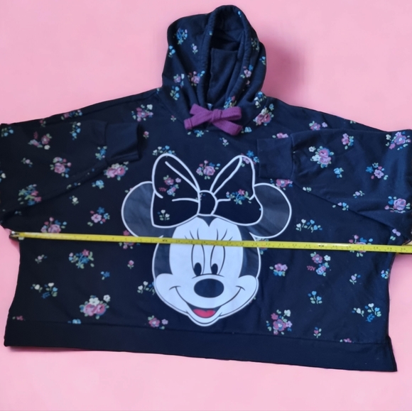 Disney Minnie Mouse 2X Floral Cropped Hooded Sweatshirt - Picture 5 of 10